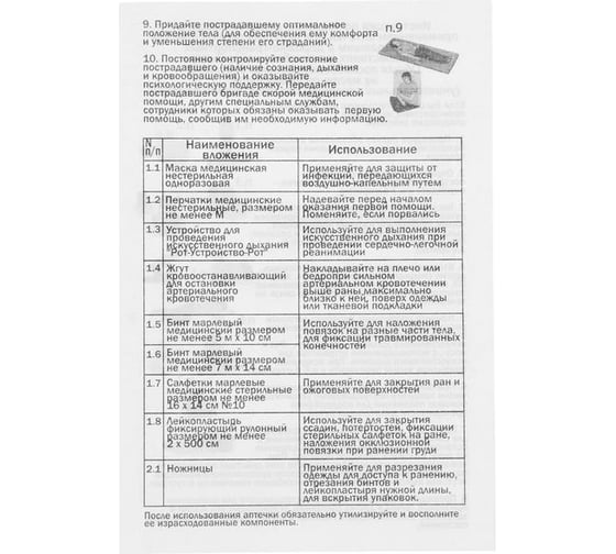 Автомобильная аптечка первой помощи TORSO состав 2021, по приказу №1080н для Техосмотра 6827115