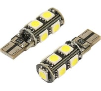 Светодиодная автолампа TORSO T10 W5W, габарит, 12 В, 9 SMD-5050, черный, 2 шт., свет белый 2612687