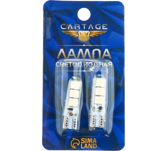 Светодиодная автолампа TORSO FLASH T10 W5W, габарит, 12 В, 3 Вт, 6 SMD-5050, 2 шт. 2612683