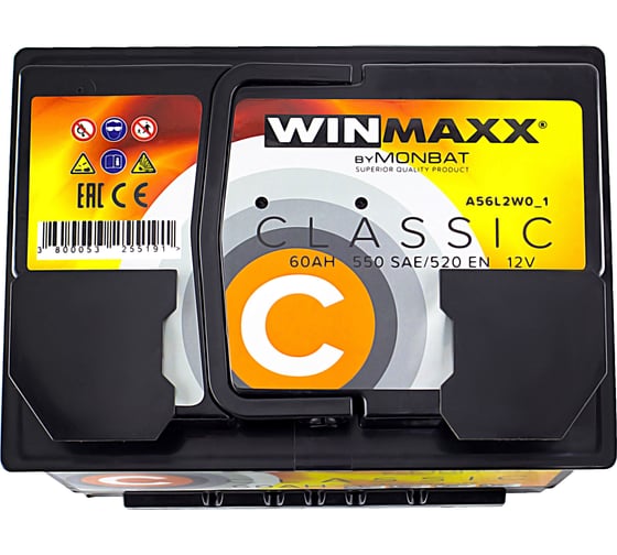 Автомобильная аккумуляторная батарея MONBAT WINMAXX CLASSIC 60 Ач, 520 А, обратная MW6052L20