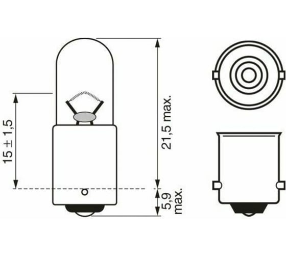 Лампа BOSCH 24 В, T4W, 4 Вт, 1 шт. 1 987 302 512