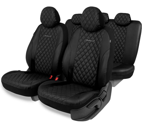 Авточехлы AUTOPROFI серия Standard, Excellent, экокожа, 3 мм поролон, 11 предметов, чёрный EXL-1103G BK/BK 1