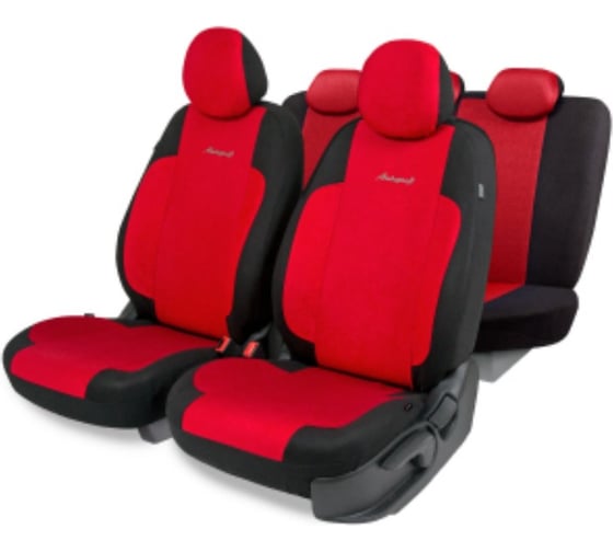 Авточехлы AUTOPROFI серия Standard, Generation, велюр, 2мм поролон, 11 предметов, чёрный/красный, GEN-1102 BK/RD 1
