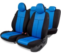 Авточехлы AUTOPROFI серия Standard, Pattern Паттерн полиэстер, 2 мм поролон, 11 предметов, чёрный/синий PAT-1102 BK/BL