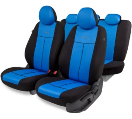 Авточехлы AUTOPROFI серия Standard, Pattern Паттерн полиэстер, 2 мм поролон, 11 предметов, чёрный/синий PAT-1102 BK/BL