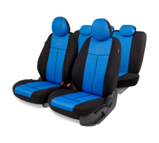 Авточехлы AUTOPROFI серия Standard, Pattern Паттерн полиэстер, 2 мм поролон, 11 предметов, чёрный/синий PAT-1102 BK/BL 1