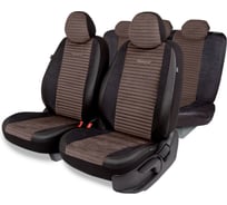 Авточехлы AUTOPROFI серия Premium, Modena. Алькантара, паттерн-велюр, премиальная экокожа, 7 мм. поролон, 4 молнии на заднем сидении, 11 предметов., чёрн./коричневый, MOD-1107 BK/BR