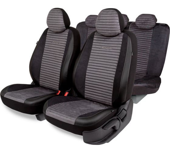 Авточехлы AUTOPROFI серия Premium, Modena. Алькантара, паттерн-велюр, премиальная экокожа, 7 мм. поролон, 4 молнии на заднем сидении, 11 предметов., чёрн./т.серый, MOD-1107 BK/D.GY 1