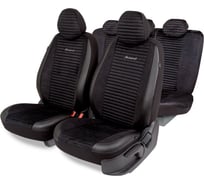 Авточехлы AUTOPROFI серия Premium, Modena. Алькантара, паттерн-велюр, премиальная экокожа, 7 мм. поролон, 4 молнии на заднем сидении, 11 предметов., чёрный, MOD-1107 BK/BK