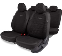 Авточехлы AUTOPROFI серия Premium, Daytona. Плотный лен + премиальная экокожа, 5 мм. поролон, 4 молнии на заднем сидении, 11 предметов., чёрный, DAY-1105 BK