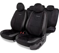 Авточехлы AUTOPROFI серия Premium, Verossa. Алькантара, премиальная экокожа, 7 мм. поролон, 4 молнии на заднем сидении, 11 предметов., чёрн./т.серый, VRS-1107 BK/D.GY