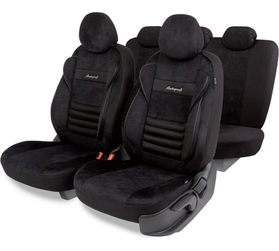 Авточехлы AUTOPROFI серия Premium, Combo Comfort. Велюр, 5 мм. поролон, 4 молнии на заднем сидении, 11 предметов., чёрный CMB-1105PV BK/BK 1