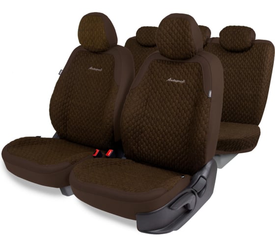 Авточехлы AUTOPROFI серия Premium, Daytona. Плотный лен + премиальная экокожа, 5 мм. поролон, 4 молнии на заднем сидении, 11 предметов., коричневый, DAY-1105 BR 1