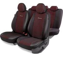 Авточехлы AUTOPROFI серия Premium, Black Ice. Ледяной шёлк, лён, премиальная экокожа, 7 мм. поролон, 4 молнии на заднем сидении, 11 предметов., чёрн./красный, ICE-1107 BK/RD