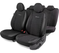 Авточехлы AUTOPROFI серия Premium, Black Ice. Ледяной шёлк, лён, премиальная экокожа, 7 мм. поролон, 4 молнии на заднем сидении, 11 предметов., чёрн./т.серый, ICE-1107 BK/D.GY