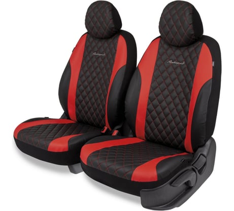 Авточехлы на передние сиденья AUTOPROFI серия Standad, Excellent. Экокожа, 3 мм. поролон, 6 предметов., чёрн./красный EXL-603G BK/RD