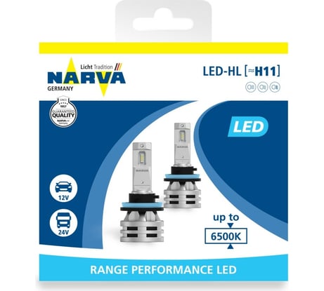 Автолампа NARVA H11 PGJ19-2 LED RANGE PERFOMANCE 24Wх2 6500K, 2шт. 180483000