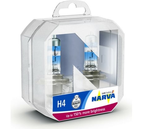 Автолампа H4 55 P43t+150 RANGE POWER 2шт 12V 1/10 Narva 480692100