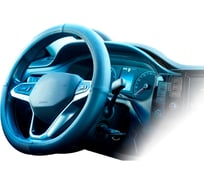 Оплетка на руль ZIPOWER комбинированная, гладкая экокожа, карбон, черная, М (37–39 см) PM4058