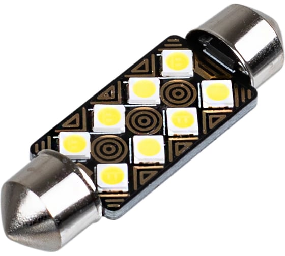 Автолампа диод SKYWAY CAN BUS T11 (C5W) 12V 8 SMD 1-контакт, 39 мм, биполярная, белая, комплект 2 шт, салон/номер S08201402/K 1