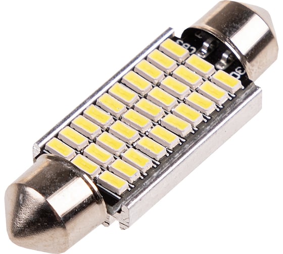 Автолампа диод T11 (C5W) SKYWAY 12V 30 SMD 1-конт 39мм Белая CAN BUS комп.2 шт салон/номер S08201444/K 1