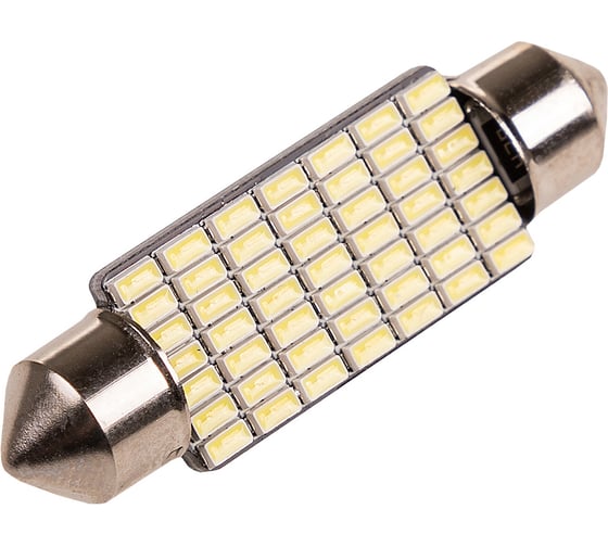 Автолампа диод T11 (C5W) SKYWAY 12V 49 SMD 1-конт 41мм Белая CAN BUS комп.2 шт салон/номер S08201405/K 1