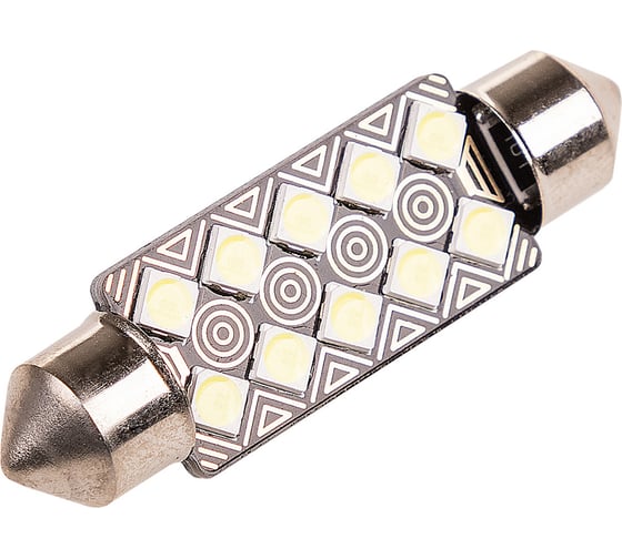 Автолампа диод T11 (C5W) SKYWAY 12V 10 SMD 1-конт 41мм Белая CAN BUS комп.2 шт салон/номер S08201401/K 1