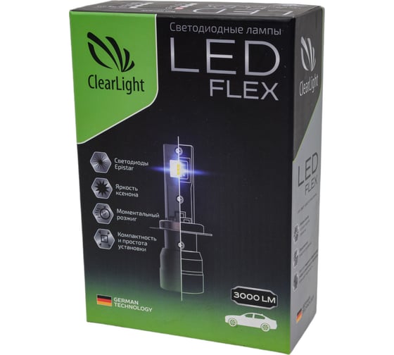 Комплект ламп Clearlight LED Flex H1, 3000 Лм, 6000 K, 2 шт. CLFLXLEDH1