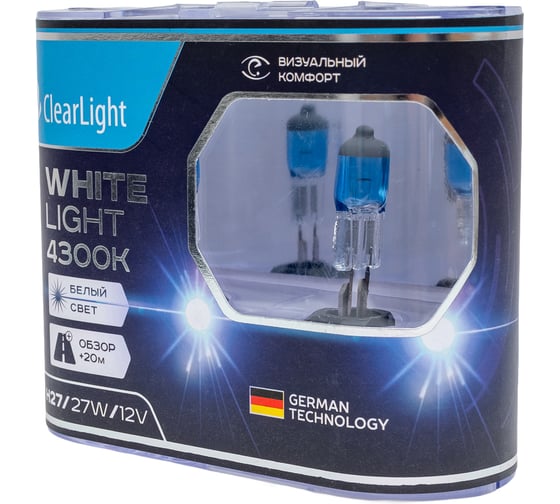Комплект ламп Clearlight H27, 12 В, 27 Вт, WhiteLight, 2 шт. MLH27WL