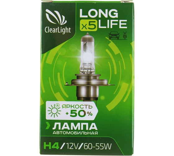 Лампа Clearlight H4, 12 В, 60/55 Вт, LongLife MLH4LL