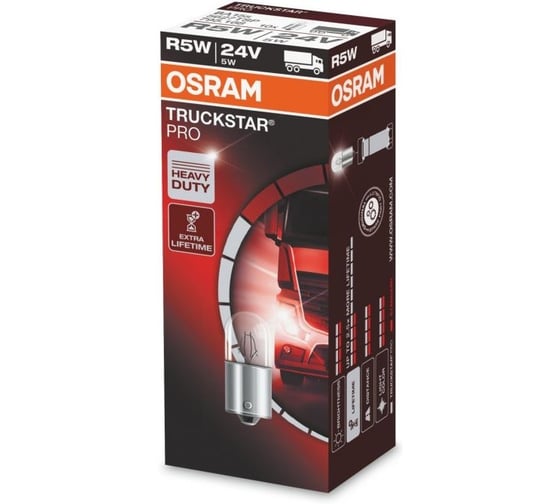 Лампа OSRAM 10шт/упаковка, R5W, 5W, BA15s, 24v Truckstar Pro - 5627TSP 1