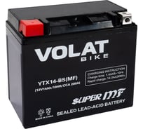 Мотоаккумулятор 12V 14Ah YTX14-BS(MF) L+ для мотоцикла, скутера, гидроцикла, квадроцикла, снегохода и генератора 150x87x145 Volat YTX14-BS(MF)