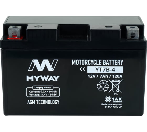 Аккумуляторная батарея MYWAY BIKE YT7B-4, Китай YT7B-4 (MYWAY) 1