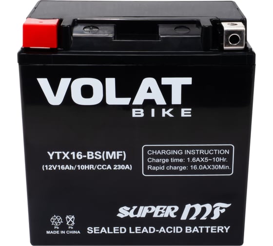 Аккумуляторная батарея VOLAT 16Ah YTX16-BS(MF)L+ YTX16-BS(MF)Volat 1