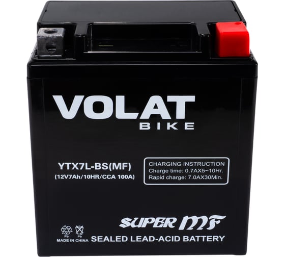 Аккумуляторная батарея VOLAT 7Ah YTX7L-BS(MF) R+ YTX7L-BS(MF)Volat 1