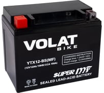 Мотоаккумулятор 12V 12Ah YTX12-BS(MF) L+ для мотоцикла, скутера, гидроцикла, квадроцикла, снегохода и генератора 150x87x130 Volat YTX12-BS(MF)