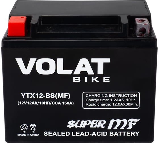 Аккумуляторная батарея VOLAT 12Ah YTX12-BS(MF) L+ YTX12-BS(MF)Volat 1