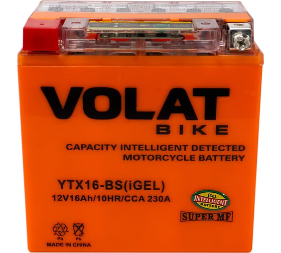 Аккумуляторная батарея VOLAT 16Ah YTX16-BS(iGEL)L+ YTX16-BS(iGEL)Volat 1