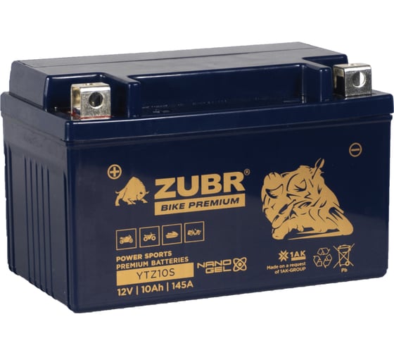 Аккумуляторная батарея ZUBR Мотоаккумулятор 12V 10 Ah BIKE PREMIUM YTZ10S L+, для мотоцикла, скутера, гидроцикла, квадроцикла, снегохода и генератора 150x86x94 YTZ10S (ZubrPrem) 1