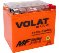 Мотоаккумулятор 12V 30Ah YB30L-BS(GEL) R+ для мотоцикла, скутера, гидроцикла, квадроцикла, снегохода и генератора 166x127x175 Volat YB30L-BS(GEL)