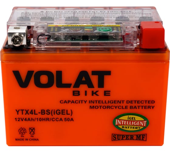 Аккумуляторная батарея VOLAT 4Ah YTX4L-BS(iGEL) R+ YTX4L-BS(iGEL)Volat 1