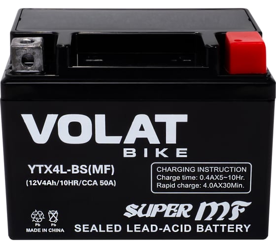 Аккумуляторная батарея VOLAT 4Ah YTX4L-BS(MF) R+ YTX4L-BS(MF)Volat 1