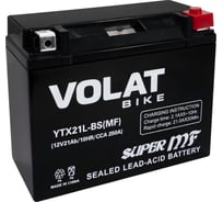Мотоаккумулятор 12V 21Ah YTX21L-BS(MF) R+ для мотоцикла, скутера, гидроцикла, квадроцикла, снегохода и генератора 205х90х159 Volat YTX21L-BS(MF)