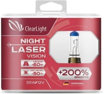 Комплект ламп Clearlight H1, 12 В, 55 Вт, Night Laser Vision +200% Light, 2 шт. MLH1NLV200