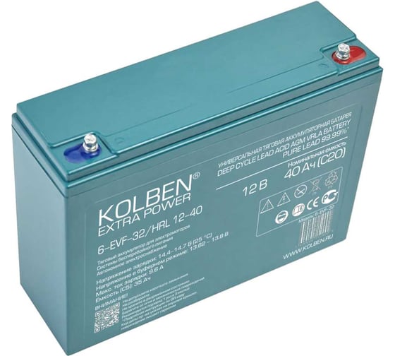 Аккумулятор KOLBEN EXTRA POWER 6-EVF-32 12В 34Ач (C5) 266x76x170 мм 6-EVF-32_HRL-12-40 1