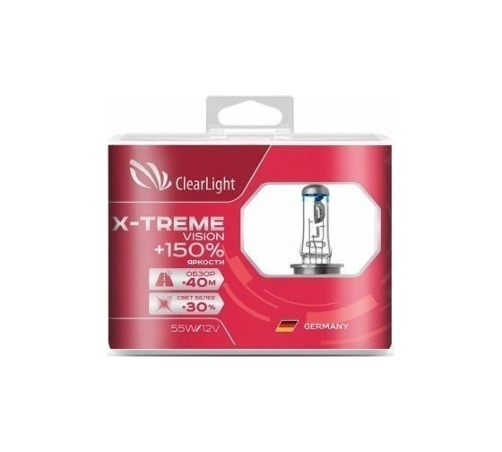 Комплект ламп Clearlight H11, 12 В, 55 Вт, X-treme Vision +150% Light, 2 шт. MLH11XTV150