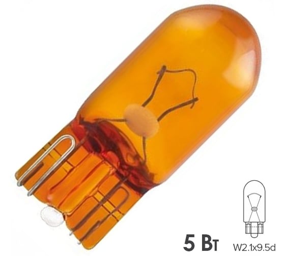 Лампа PHILIPS WY5W 5W (W2,1x9,5d) ORANGE 12v, 10шт 12396NACP 1