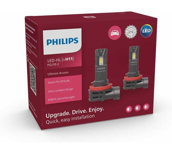 Лампа PHILIPS H11 13W (PGJ19-2) 12v 6000K Ultinon Access LED - (2шт) 11362U2500CX 1