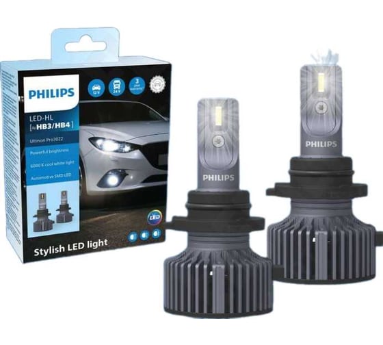 Лампа PHILIPS HB3/HB4 25W (P20/22d) 12/24v 6500K Ultinon Pro3022 LED - (2шт) 11005U3022X2 1