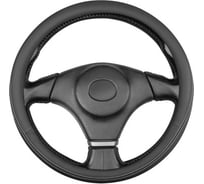 Оплетка кожаная SKYWAY M (37-39 см) Design Gorilla-6 Черная, белая строчка S01102567